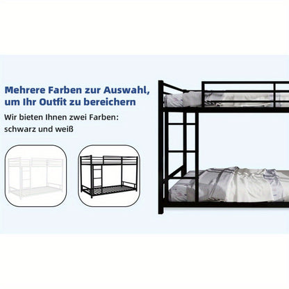 Metalen Stapelbed – Stapelbed Voor Tieners – Halfhoogslaper – Slaapbank – Opbergbed – Stevig Metalen Frame – Veiligheidshekken Bovenbed – Wit