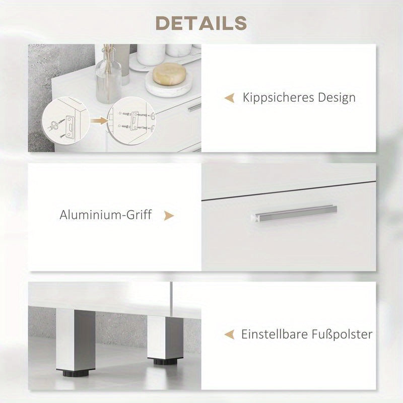 Badkamerkast – Badkamermeubel – Kolomkast – Wastafelonderkast – Opbergkast – 2 Lades – Verstelbare Plank – Hout Wit – Compact & Duurzaam