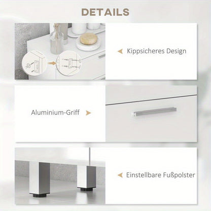 Badkamerkast – Badkamermeubel – Kolomkast – Wastafelonderkast – Opbergkast – 2 Lades – Verstelbare Plank – Hout Wit – Compact & Duurzaam