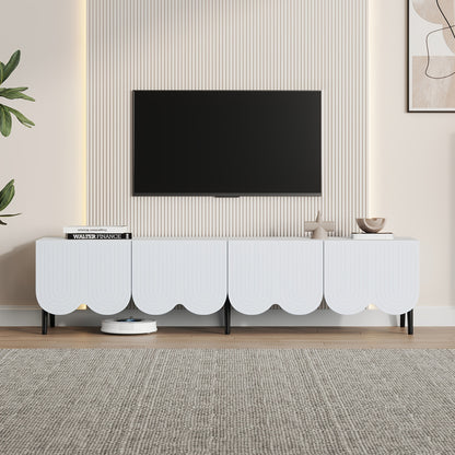 TV Meubel – Tv Kast – Tv Dressoir – Tv Stand – Media Meubel – Wit – Uniek Design – Kabelbeheer – Geschikt Voor Tv Tot 203,2 cm