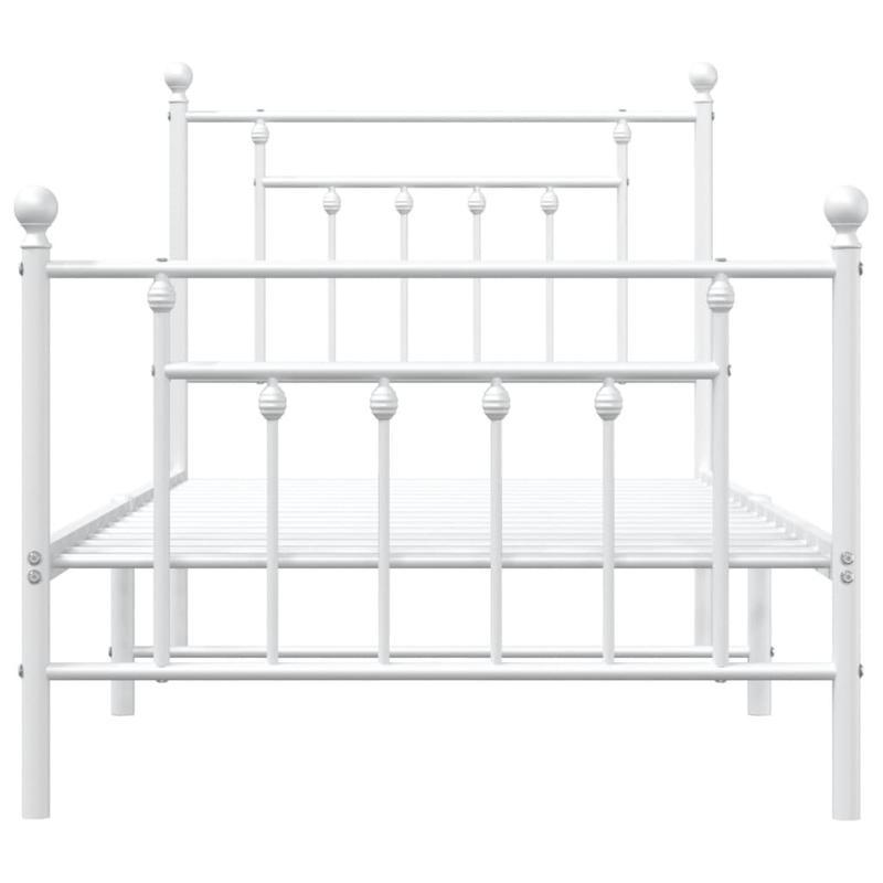 Bed Frame – Bedframe – Bedden – Slapen – Slaapkamermeubel – Metaal – Wit – 90x200 cm – Met Hoofdbord En Voetbord