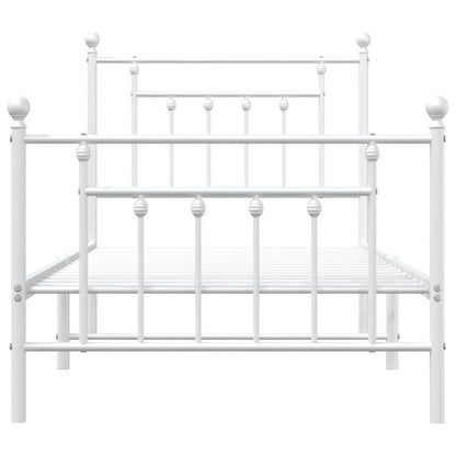 Bed Frame – Bedframe – Bedden – Slapen – Slaapkamermeubel – Metaal – Wit – 90x200 cm – Met Hoofdbord En Voetbord