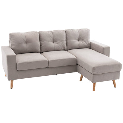 Hoekbank – L-vormige Bank – Sofa – Zetel – Hoeksalon – Linnenlook Stof – Chaise Longue – 3-Zits – Stevig Houten Frame – 193x136x85 cm