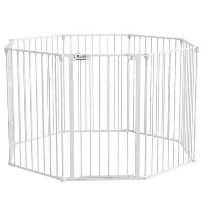 Veiligheidsafzetting Huisdier – Hondenren – Traphek – Speelhek – Afzetting – Wit – Stalen Frame – 154x154x90 cm