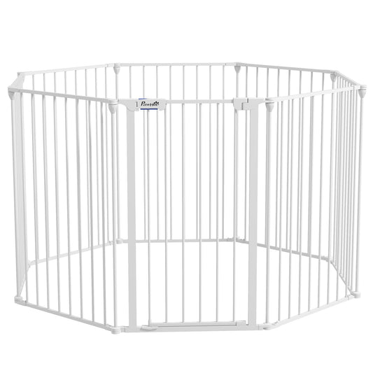 Veiligheidsafzetting Huisdier – Hondenren – Traphek – Speelhek – Afzetting – Wit – Stalen Frame – 154x154x90 cm