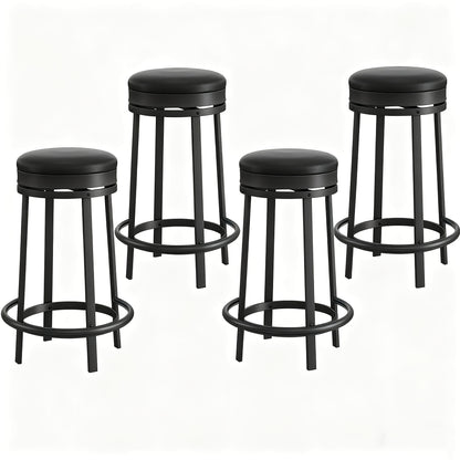 Barkrukken – Barstoelen – Barstoelen Zonder Rugleuning – Keukenstoelen – Barzetels – Draaibaar 360° – Met Voetsteun – Modern Rond Design – Onderhoudsvriendelijk