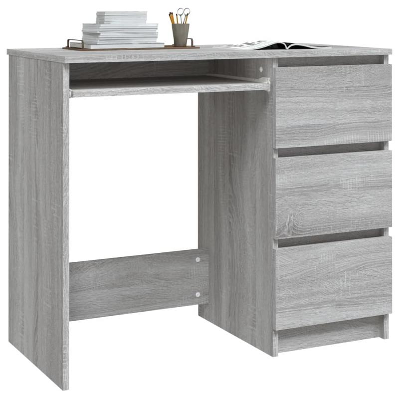 Bureau – Computertafel – Schrijftafel – Werkbureau – Laptoptafel – Grijs Sonoma Eiken – Compact 90x45x76 cm – Duurzaam Hardhout