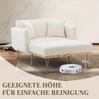 Fauteuil – Verstelbare Fauteuil – Relaxfauteuil – Inklapbare Stoel – Slaapstoel – Wit Teddy Bekleding – Draagkracht 220 kg – 3-standen Rugleuning