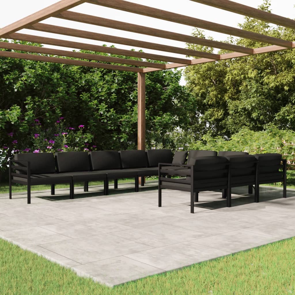 Loungeset – Tuinset – Loungebank – Zitgroep – Buitenmeubel – Modulaire 9-delige Set – Aluminium Frame – Waterafstotende Kussens