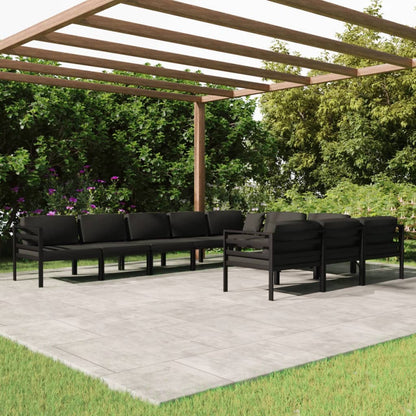 Loungeset – Tuinset – Loungebank – Zitgroep – Buitenmeubel – Modulaire 9-delige Set – Aluminium Frame – Waterafstotende Kussens