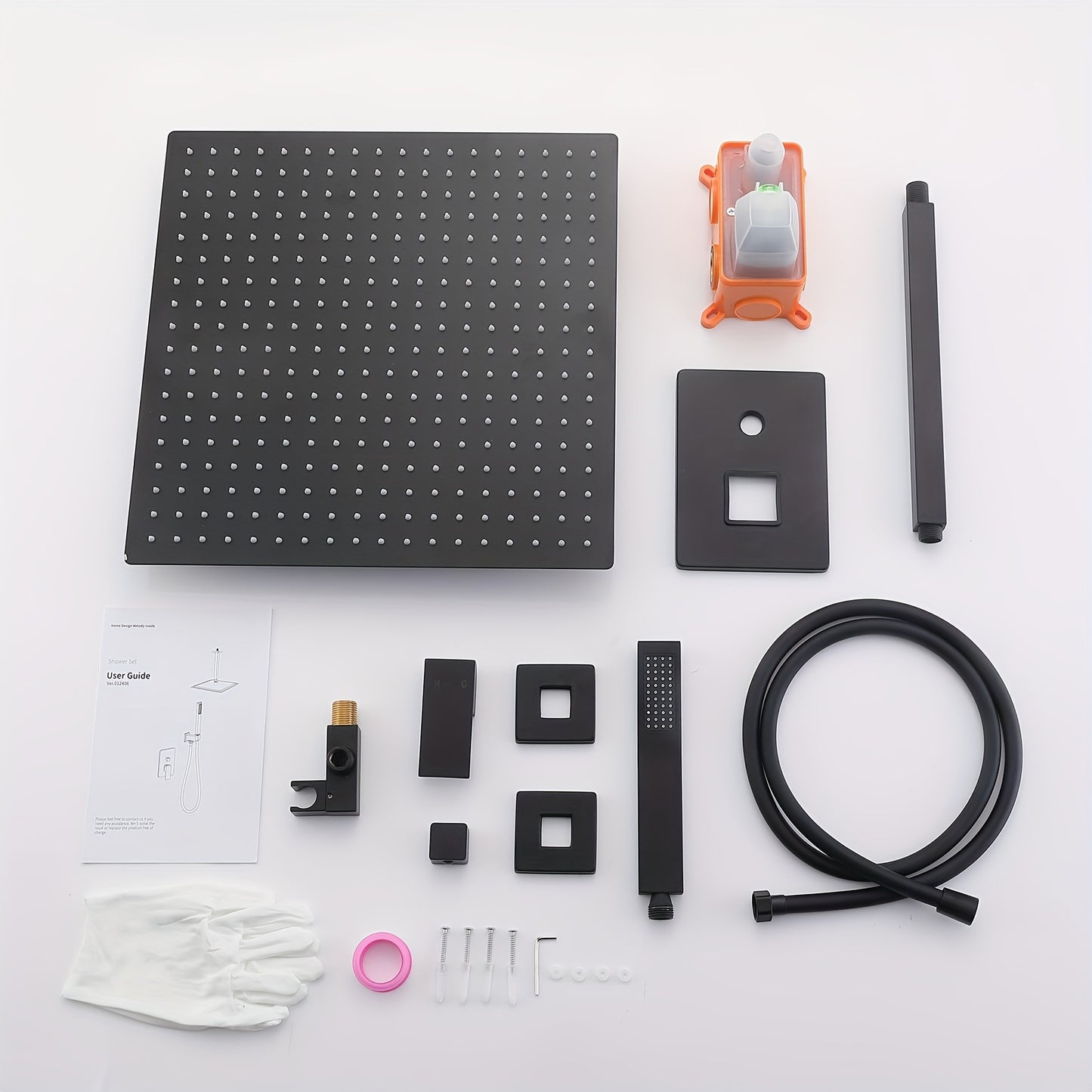 Wanddouche – Douchekop – Handdouche – Douche Set – Badkamer Douche – Donker Design – Zonder Elektriciteit – Duurzaam Material
