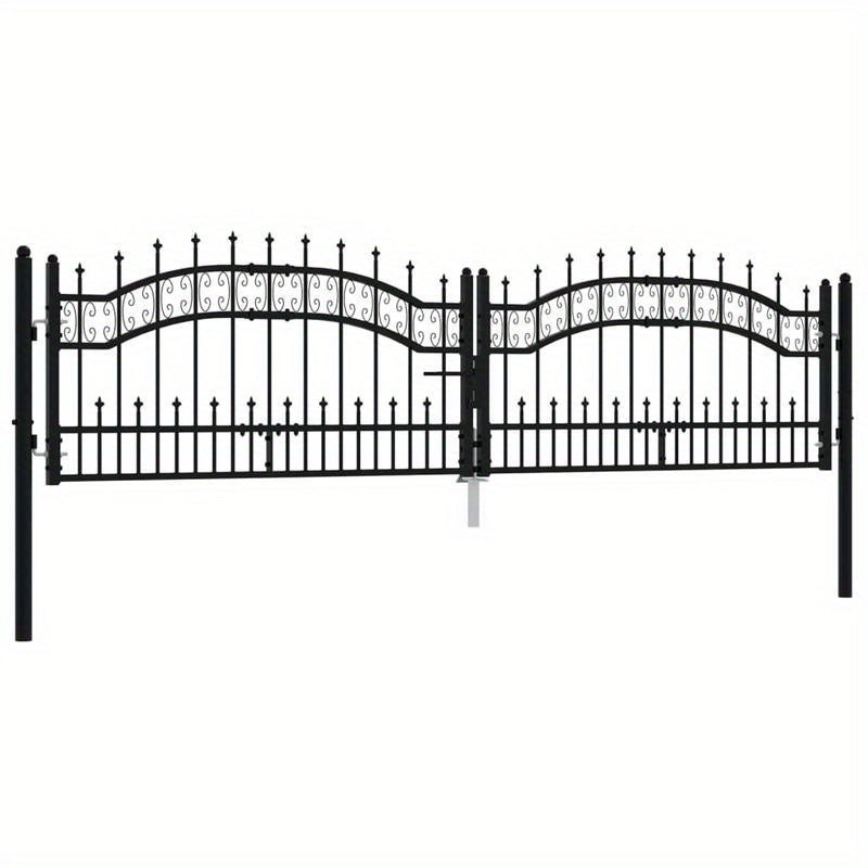 Poort Met Latten – Tuinpoort – Metalen Poort – Hekwerk – Looppoort – Zwart Gepoedercoat Staal – Weerbestendig – 305x120 cm