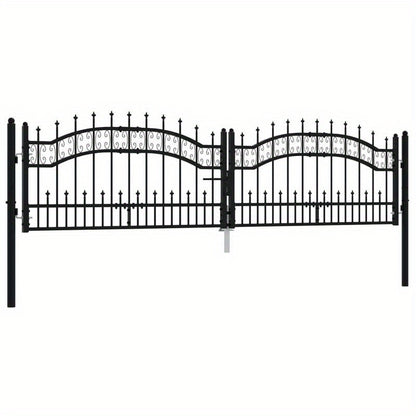 Poort Met Latten – Tuinpoort – Metalen Poort – Hekwerk – Looppoort – Zwart Gepoedercoat Staal – Weerbestendig – 305x120 cm