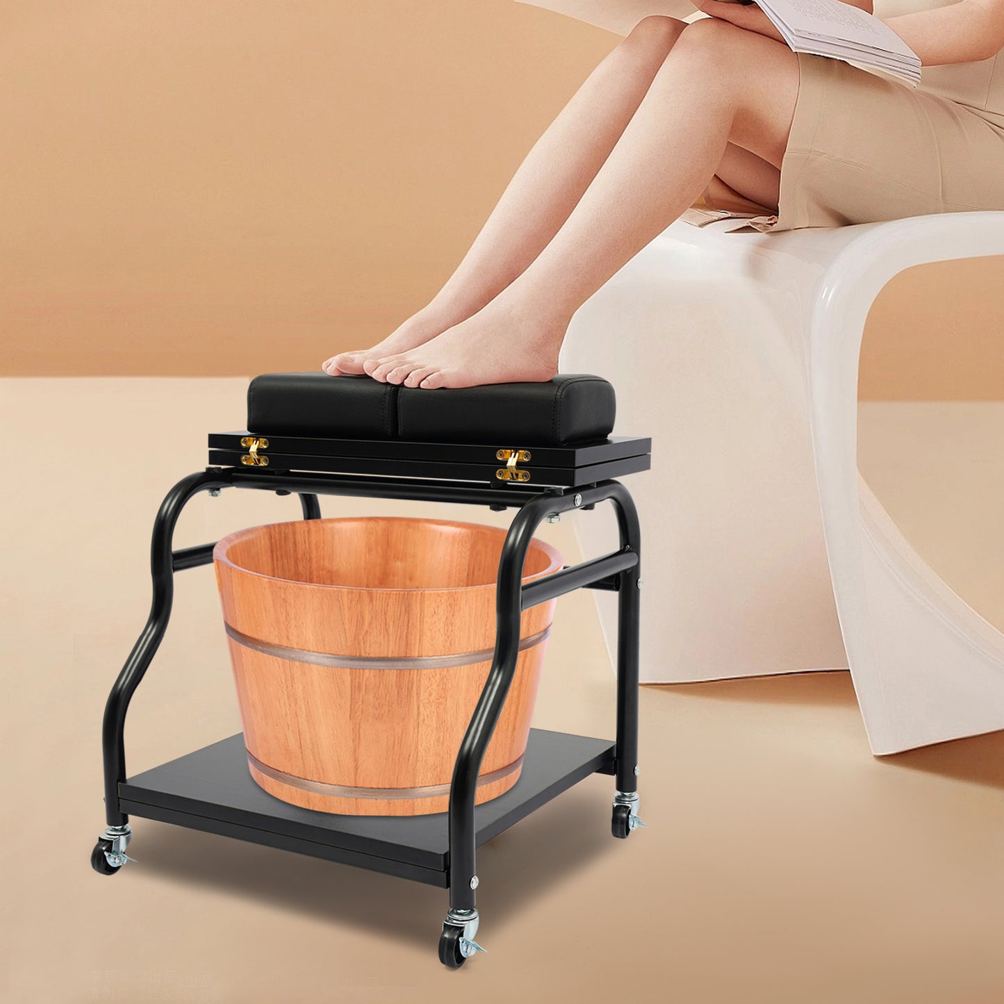 Salon Trolley Cart – Salonwagen – Beauty Trolley – Werkstation – Opbergwagen – Verstelbare Hoogte – 4 Remmenwielen