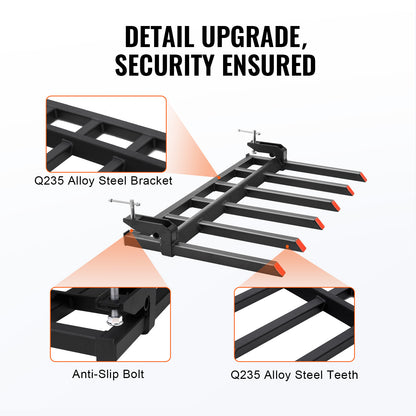 Debris Forks – Vorken – Palletvorken – Laadbak Vorken – Houtvorken – 60 Inch Breed – 2070 Kg Draagkracht – Anti-Roest Staal