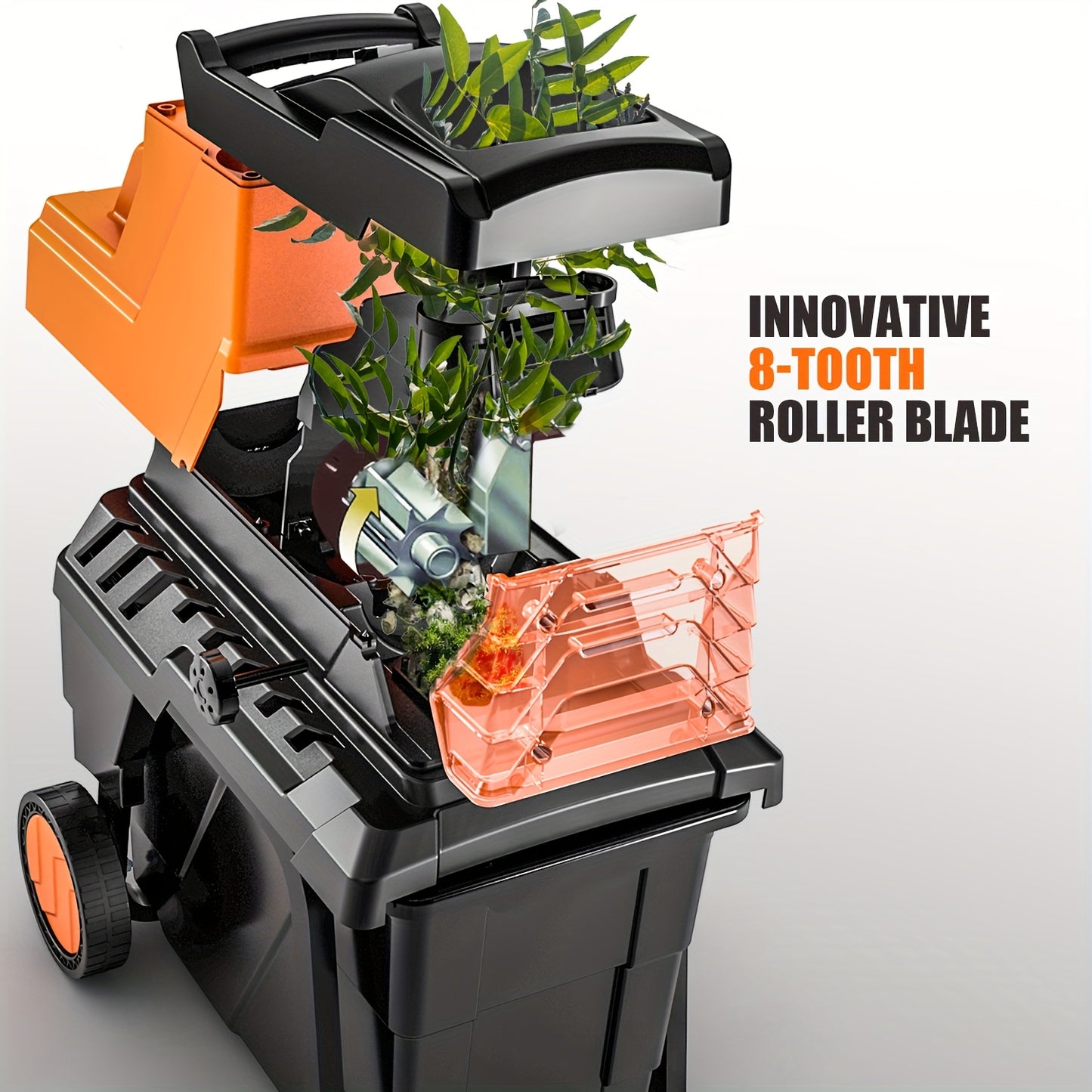Takkenversnipperaar – Houtversnipperaar – Houtsnipperaar – Tuinversnipperaar – Houtversnippermachine – 2800W Borstelloze Motor – 55L Opvangbak