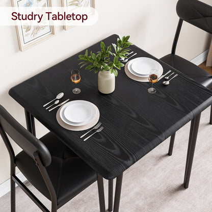 Eettafelset – Eettafel – Eetkamerset – Keukentafel – Zitgroep – Compact Voor 2 Personen – MDF Tafelblad Met Metalen Frame – Gestoffeerde Stoelen Zacht En Stevig