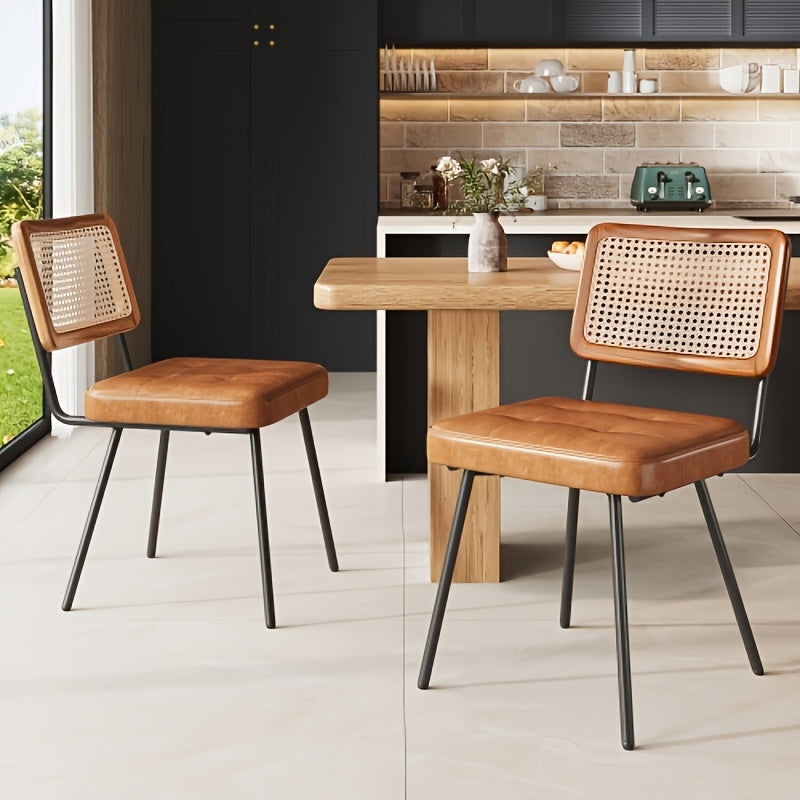 Eetkamerstoel – Stoel – Dining Chair – Zitstoel – Kamerstoel – Modern – Katoen Zitting – Stevige A-Frame Constructie – Compact & Lichtgewicht – Warm Bruin