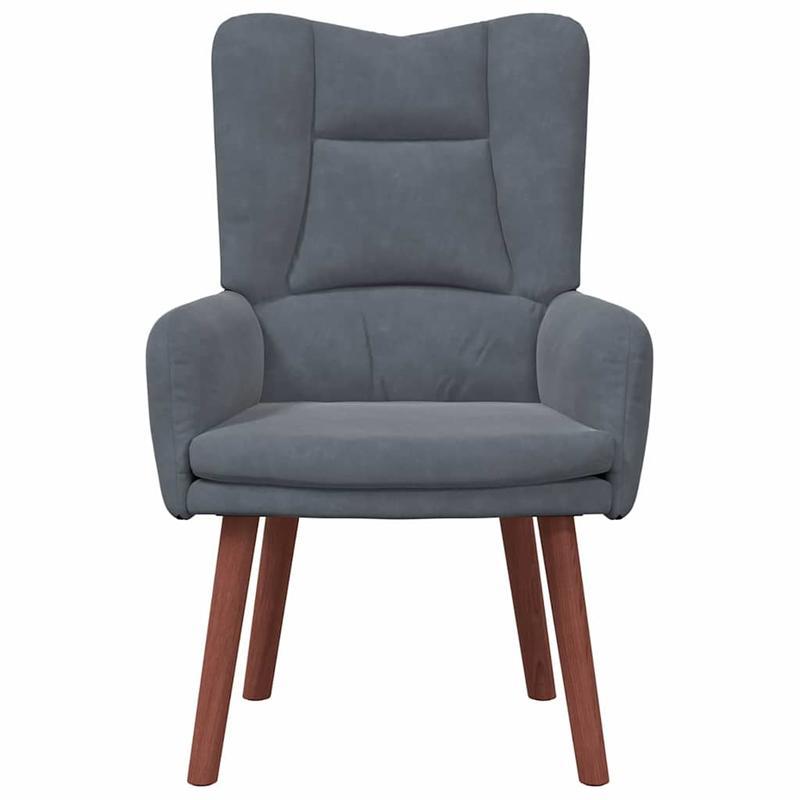 Fauteuil – Accentstoel – Relaxfauteuil – Leesstoel – Loungefauteuil – Donkergrijs Fluweel – Massief Houten Frame – Handmatige Verstelbare Rugleuning