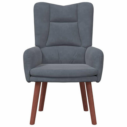 Fauteuil – Accentstoel – Relaxfauteuil – Leesstoel – Loungefauteuil – Donkergrijs Fluweel – Massief Houten Frame – Handmatige Verstelbare Rugleuning