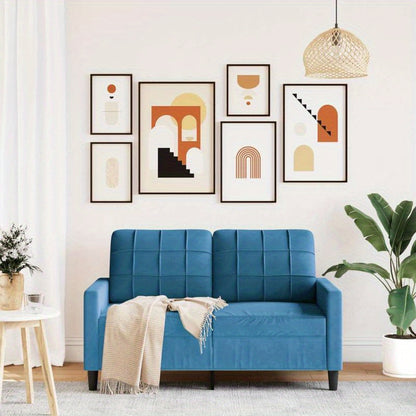 Bankbed – Slaapbank – Bedbank – 2-Zits Sofa Bed – Logeerbed – Lichtblauw Getuft – Hardhouten Frame – Compact Ruimtebesparend Ontwerp – Direct Gebruiksklaar Zonder Montage