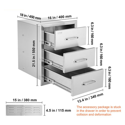 bbq lades – buitenkeuken lades – opberglades – uitvalschuifladen – bbq eiland opbergruimte – roestvrij staal – 3-laags ruime lades