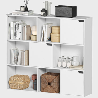 Boekenkast – Boekrek – Opbergkast – Wandkast – Vakkenkast – 9 Compartimenten – Metalen Frame – Direct Gebruiksklaar – Wit Design