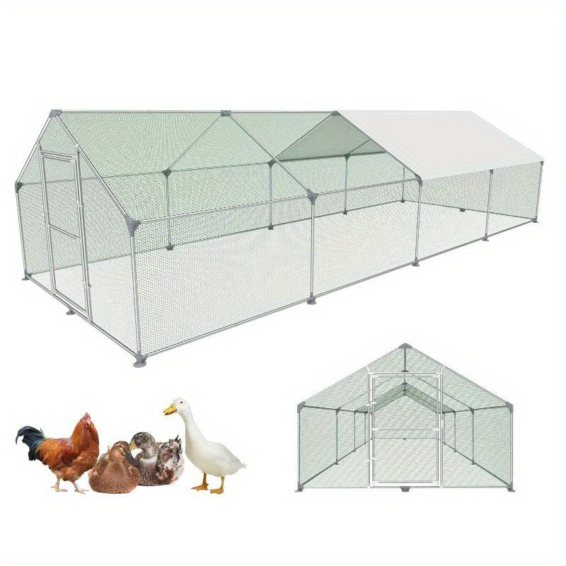Buitenren Kip – Kippenren – Pluimvee Ren – Dierenren – Kippenhok – Metalen Constructie – Zonwerend Dak – Afmeting 3x8x2m
