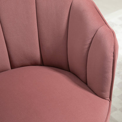 Fauteuil – Loungestoel – Relaxstoel – Leunstoel – Schelpvormige Lounge Chair – Roze Velvet Bekleding – Houten Poten – Compact Design