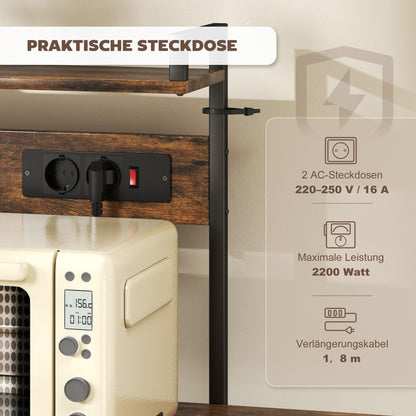 Keukenkast – Vloerkast – Opbergkast – Keukenrek – Keukenmeubel – Rustiek Bruin – 2 Stopcontacten – 5 Planken Met Mand