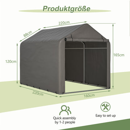 Fietsenberging – Fietsenhok – Tuinschuur – Opberghok – Grijs – 160x220x165 cm – Roldeur – Lichtgewicht & Weerbestendig