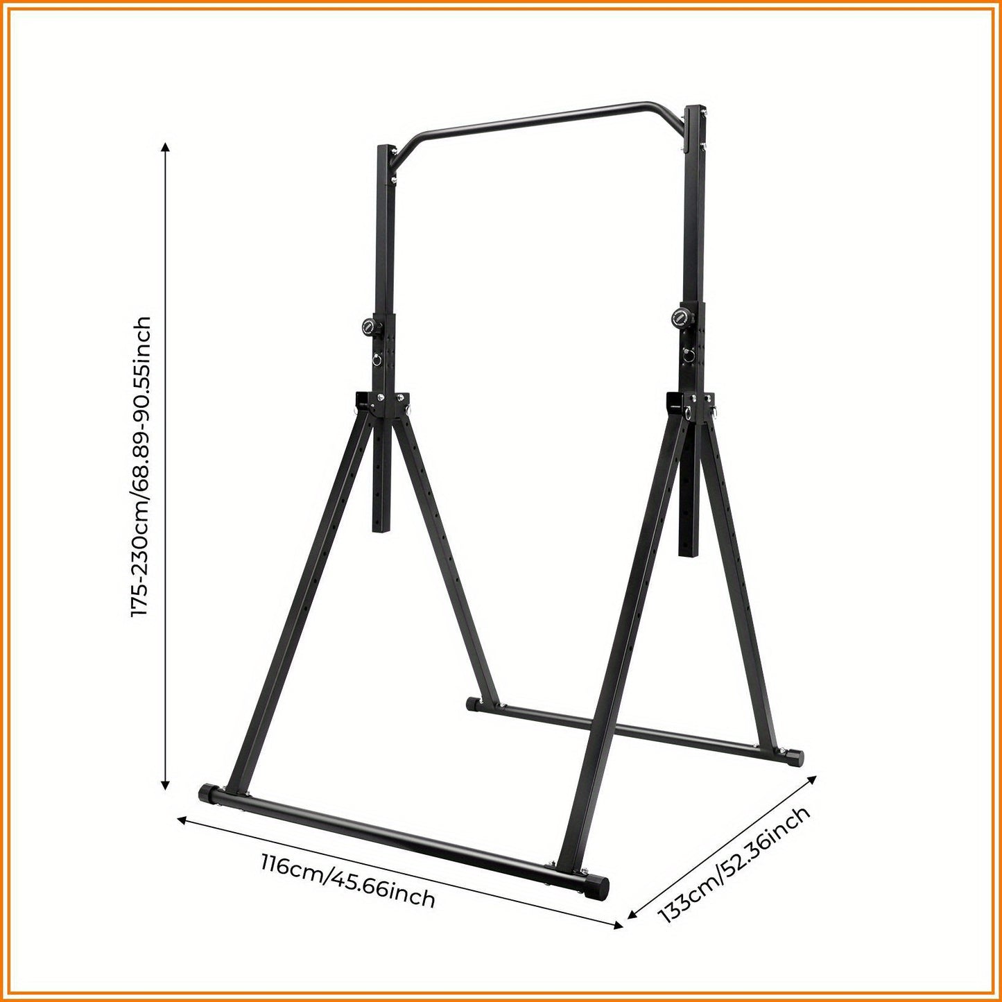 Optrekstang – Pull Up Bar – Wandmontage Stang – Deurkozijn Bar – Fitness Stang – Carbonstaal – Verstelbaar 175-230 cm – 200 kg Draagkracht