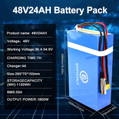Elektrische Fiets Accu – E-bike Accu – Lithium Accu – Fiets Batterij – E-bike Batterij – 48V 24Ah Capaciteit – 50A BMS Bescherming