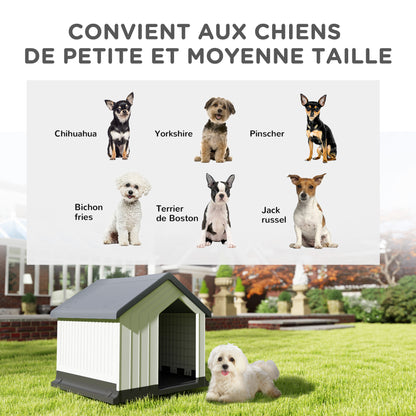 Hondenhok – Hondenkennel – Hondenhuis – Hondenbench – Buitenkennel – Waterdicht Kunststof – Compact 62x61x60 cm – Ventilatieraampje