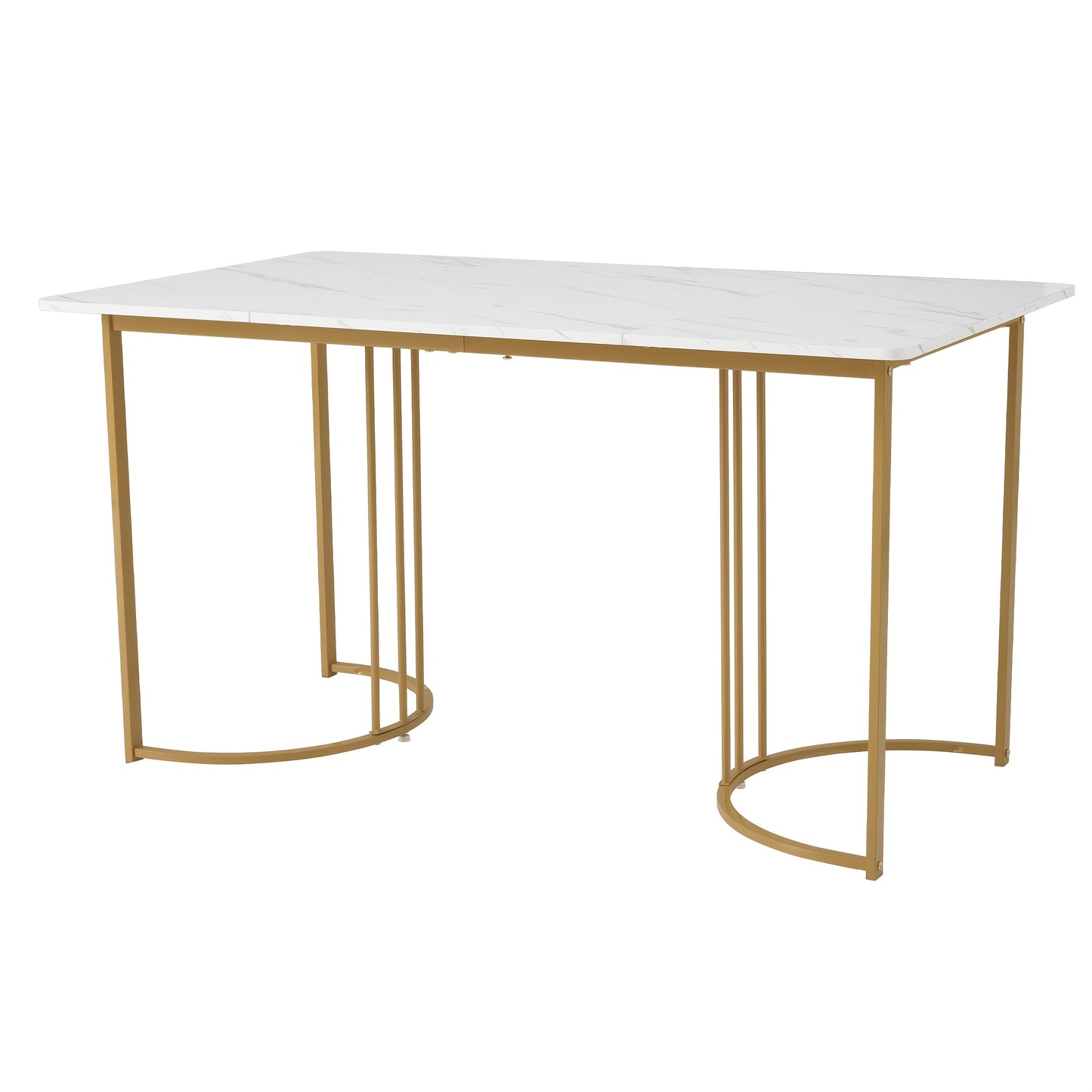 Eettafel – Tafel – Dinertafel – Keukentafel – Tafeltje – Wit Gouden Marmer – Verstelbare Poten – Compacte Afmeting 140x80 cm