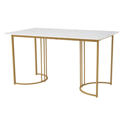 Eettafel – Tafel – Dinertafel – Keukentafel – Tafeltje – Wit Gouden Marmer – Verstelbare Poten – Compacte Afmeting 140x80 cm