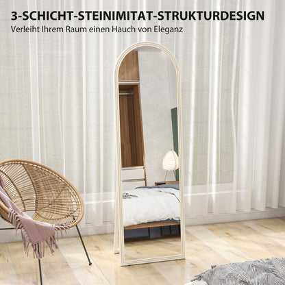 Staande Spiegel – Passpiegel – Vloerspiegel – Wandspiegel – Boogspiegel – Wit Frame – 50x160 cm – Vrijstaande & Ophangbare Full-Length Spiegel