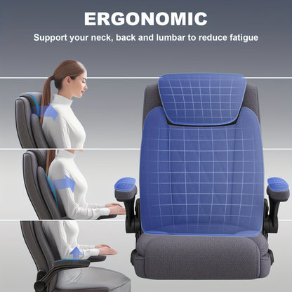 Zware‑Duty Bureaustoel voor Grote & Lange Personen – Hoge Rugleuning met 120° Verstelbare Schommel‑/Recline‑Stand, Versterkt Stalen Frame, Verstelbare Hoogte + Flip‑Up Armleuningen – Ideaal voor Kantoor, Thuiswerk of Gaming