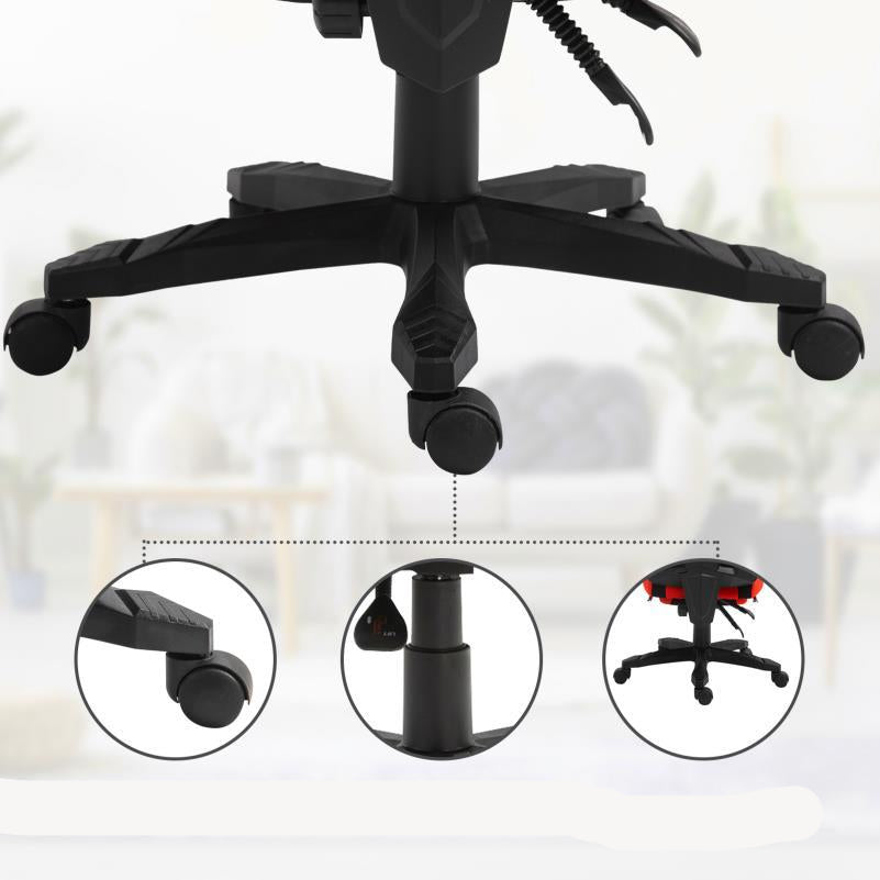 Ergonomische Bureaustoel – Gamingstoel – Kantoorstoel – Werkstoel – Deskchair – Verstelbare Rugleuning – 360° Draaibaar – Zwaarbelast 5-Wiel Onderstel – Hoofdsteun – Zwart/Rood