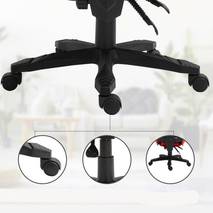 Ergonomische Bureaustoel – Gamingstoel – Kantoorstoel – Werkstoel – Deskchair – Verstelbare Rugleuning – 360° Draaibaar – Zwaarbelast 5-Wiel Onderstel – Hoofdsteun – Zwart/Rood