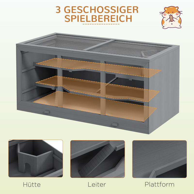 Lockable Wooden Hamster Cage Removable Base Ramp Ventilated, Animal Cage, Gerbil Cage, Hamster Cage Large, Hamster Enclosure, Hamster House, Hamster Supplies, Hamster Stuff, Mouse Cage, Small Animal Cage, Animal Enclosure, Ca