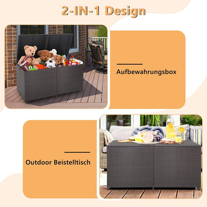 Tuinkist – Opbergbox – Tuinbox – Tuinkist Met Wie – Opbergkist Metaal Rattan – 662L Inhoud – Weerbestendig Met Ritssluitinglen