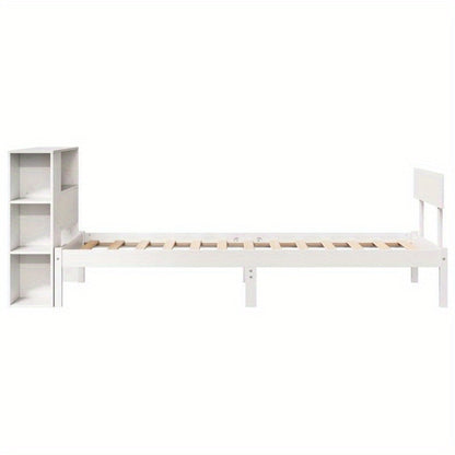 Solide Houten Bedframe – Eenpersoonsbed – Slaapbank – Bedombouw – Bedframe 90x200 cm – Wit – Verwijderbaar Hoofdeind & Voetbord – Geen Matras Nodig – Eenvoudig Te Monteren
