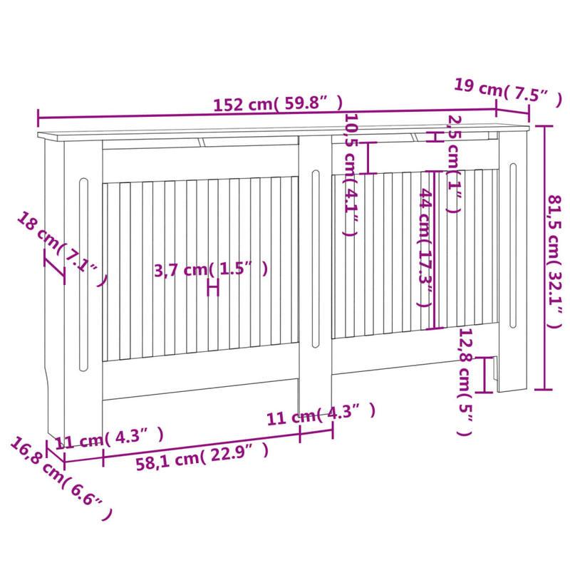 Radiatorombouw – Radiatorbekleding – Verwarmingsombouw – Radiatoromkasting – Wit – Set van 2 stuks – 152 cm lang – Duurzaam kunststof
