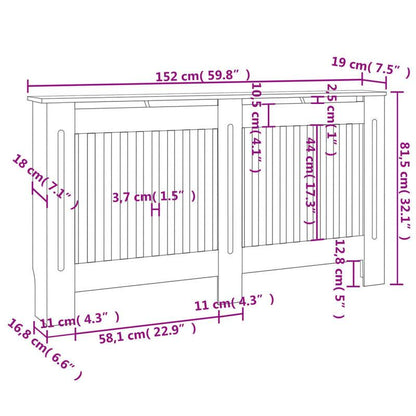Radiatorombouw – Radiatorbekleding – Verwarmingsombouw – Radiatoromkasting – Wit – Set van 2 stuks – 152 cm lang – Duurzaam kunststof