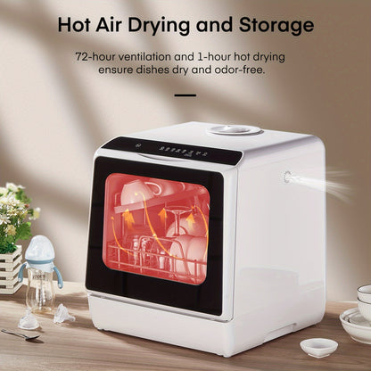 Mini Vaatwasser – Tafelvaatwasser – Campingvaatwasser – Kleine Afwasmachine – Vrijstaande Afwasmachine – 6 Wasprogramma’s – Ingebouwde 5L Watertank & 360° Dual Spray System