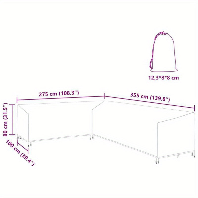 Outdoor Cover – Tuinhoes – Beschermingshoes – Meubelhoes – Canopy – 600D Oxford Stof – 355x275x80 cm – Scheurvast – Stevige Constructie