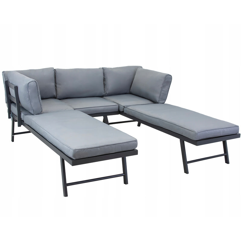 Tuinmeubelset – Hoekbank – Loungeset – Balkonmeubels – Tuinbank – Weerbestendig Staal – Comfortabele Chaise Longue