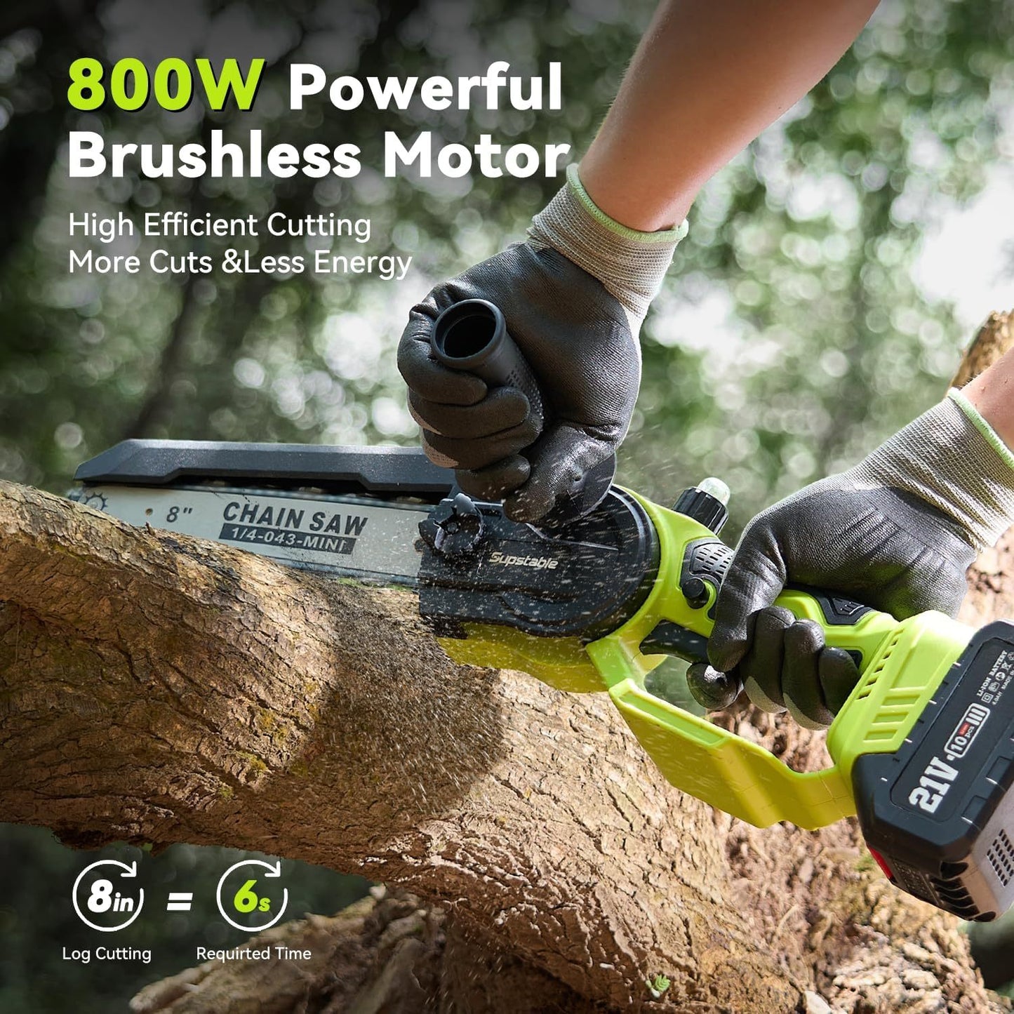 Accukettingzaag – Snoeizaag – Takkenzaag – Boomzaag – Handkettingzaag – 20 cm Zaagblad – 4,8 Meter Telescopische Steel – Brushless Motor – 2x 4000mAh Lithium Accu's inclusief Oplader