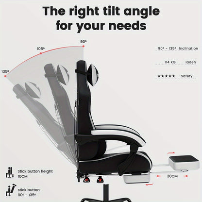 Gamingstoel – Gamestoel – Gaming Chair – Game Stoel – Bureaustoel – Ergonomisch Ontwerp – Verstelbare Voetsteun